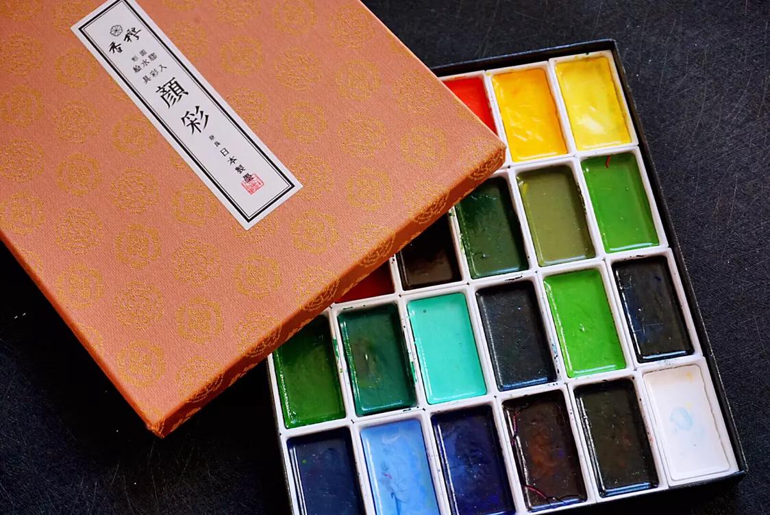初学者水彩颜料24色水彩工具套装,水彩固体颜料和水彩颜料哪个好