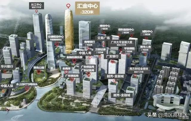 航拍广州国际金融城350米高楼,广州城市中心地标建筑