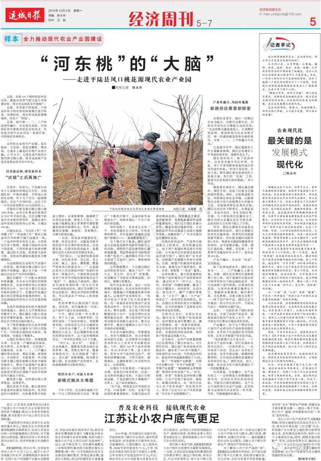 「运城日报」中农乐桃花源：“河东桃”的“大脑”