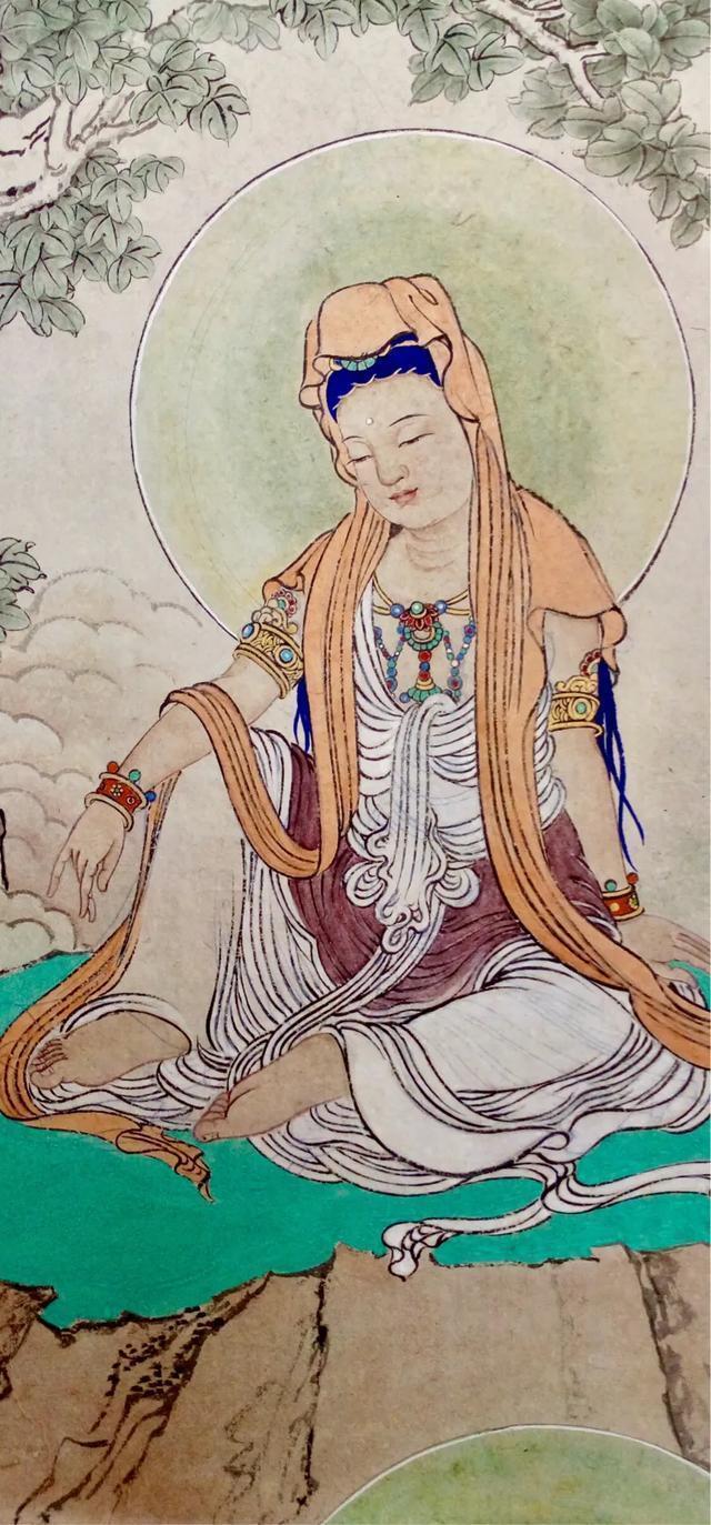 观音菩萨三十二像工笔画,观世音菩萨画像工笔画