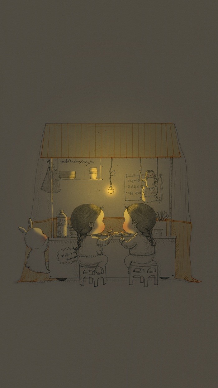 少女与兔子插画,兔子手绘创意插画