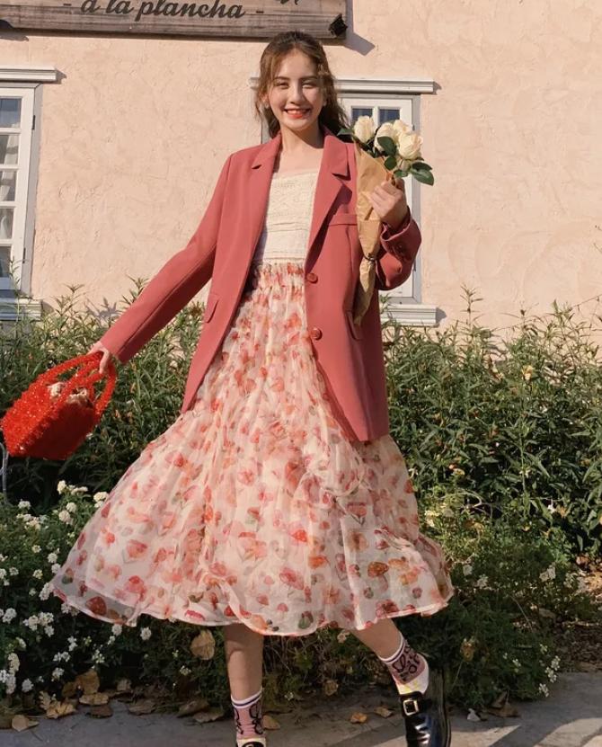 西装配裙子的穿搭秋冬,西装配长西装裙子高级感穿搭