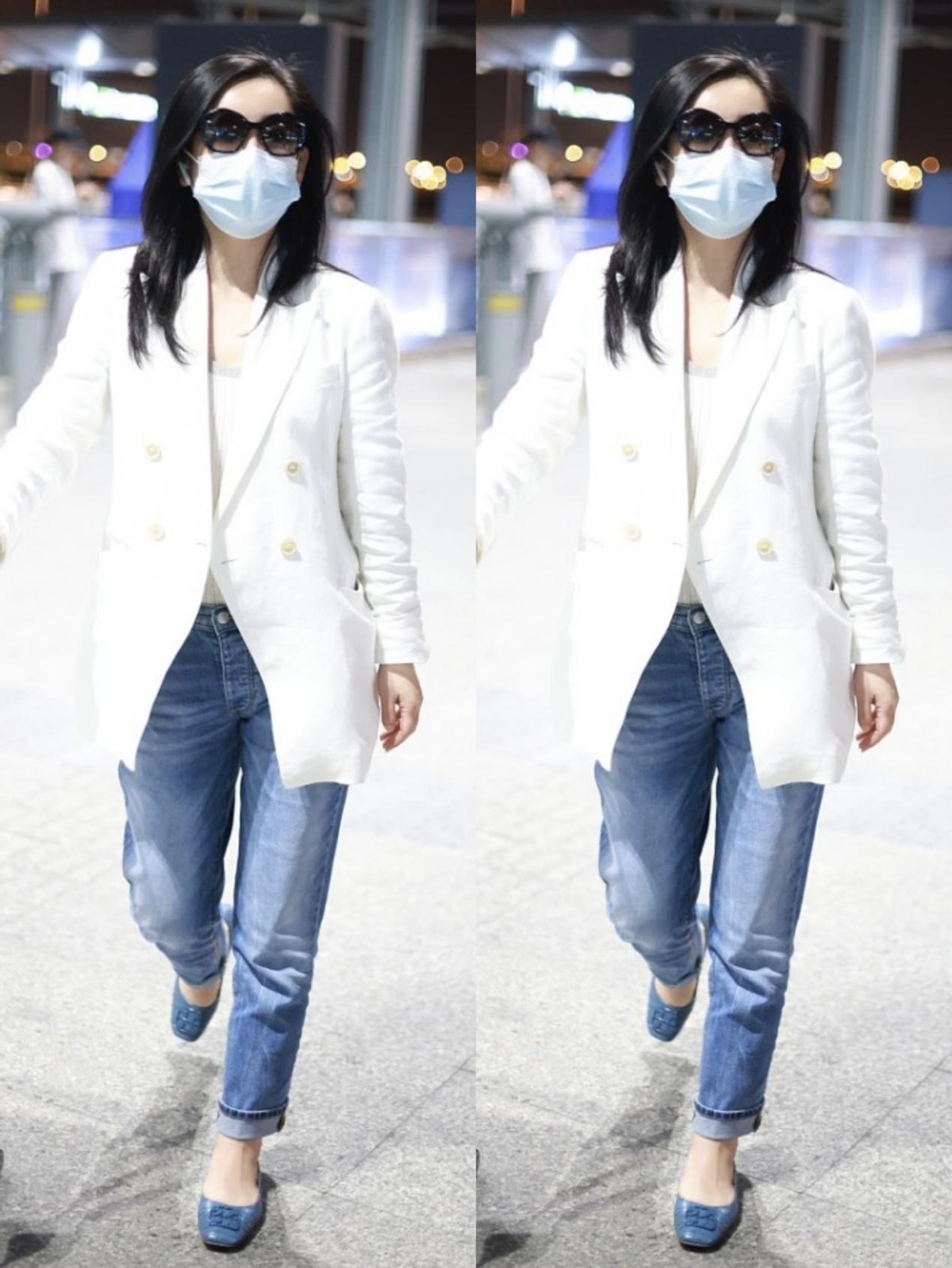 秦海璐穿条纹连体裤干练又霸气,秦海璐最近很火的穿搭风格