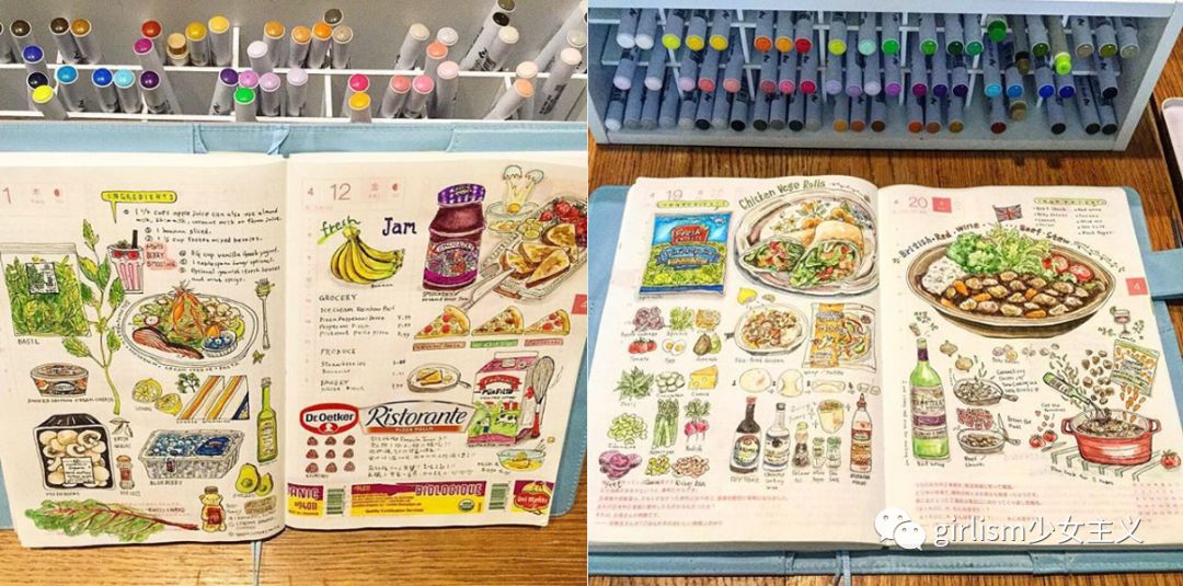 可爱的日系风手帐,简单又可爱的蓝色系手帐