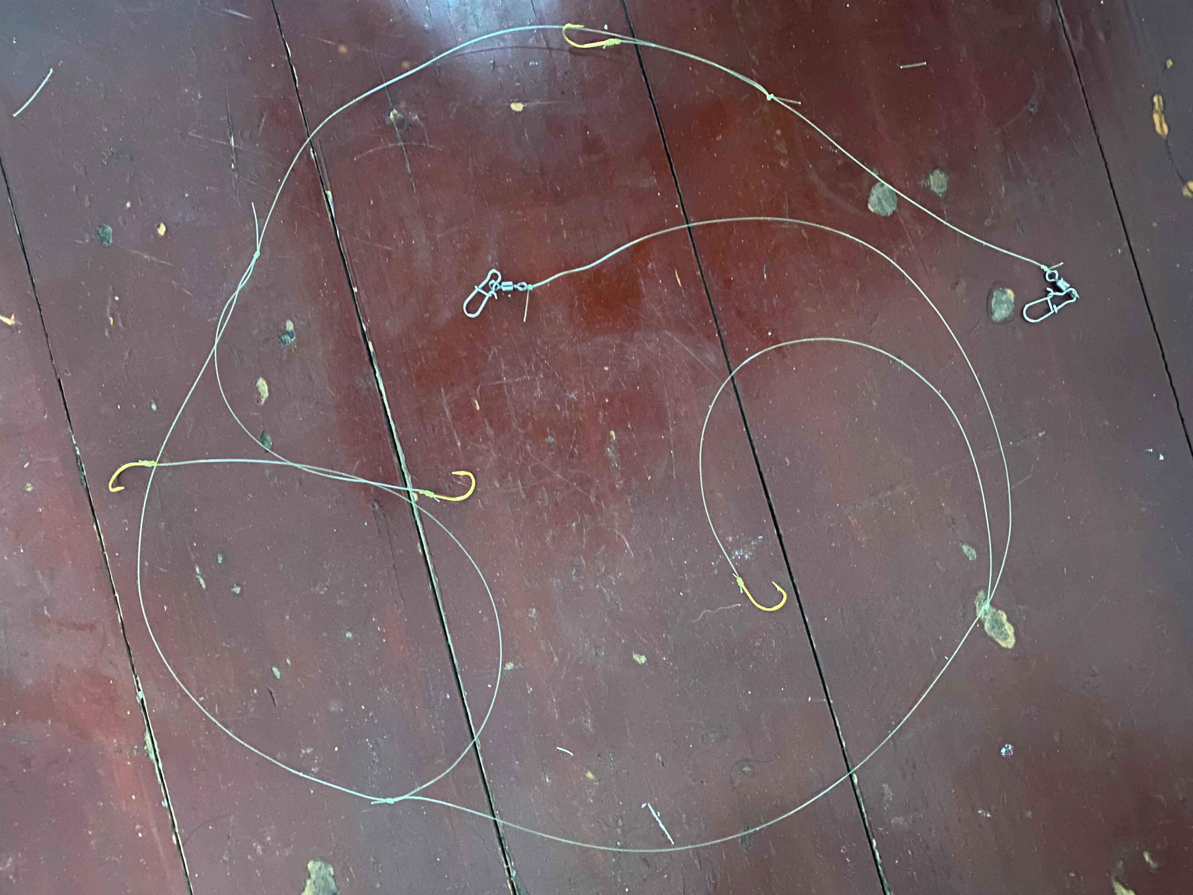 冬钓串钩怎么绑,冬钓防缠绕串钩绑法