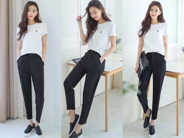 黑色高腰牛仔哈伦裤百搭经典,黑色哈伦裤女款显瘦型