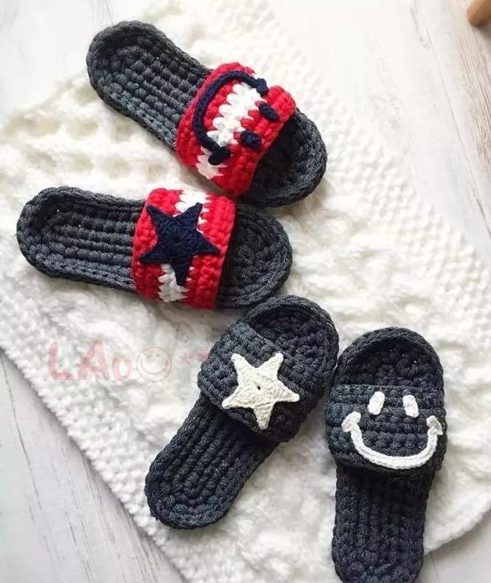 钩拖鞋边上编织教程,布条钩织拖鞋的全过程