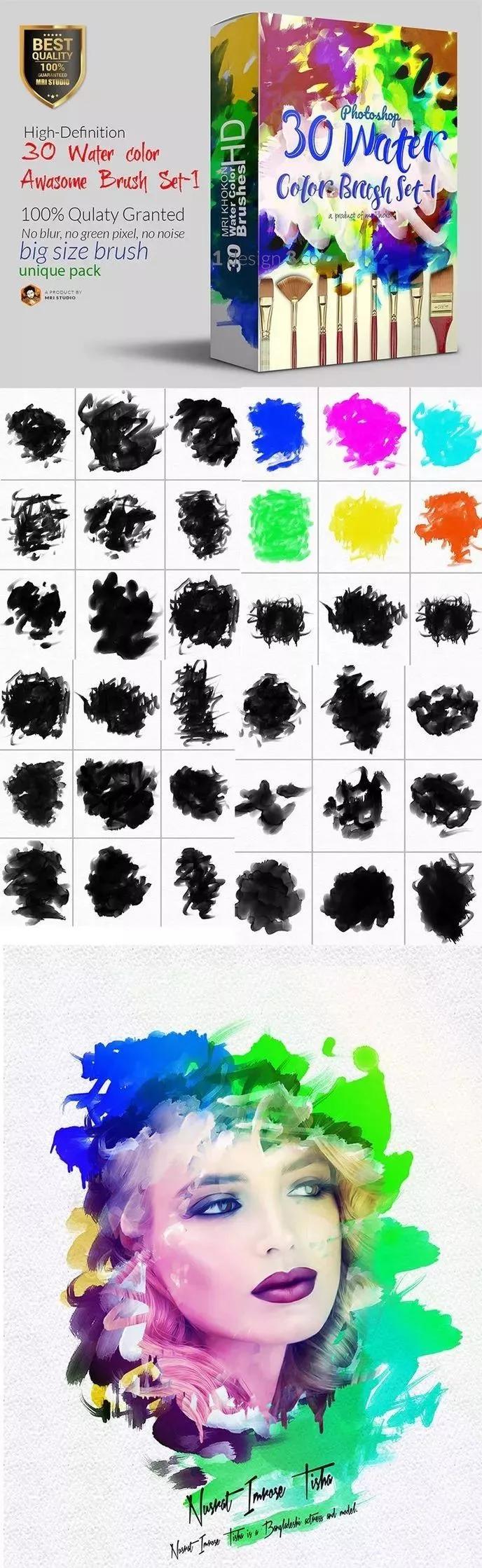 ps水彩风格的笔刷怎么调,水彩笔刷photoshop笔刷免费下载