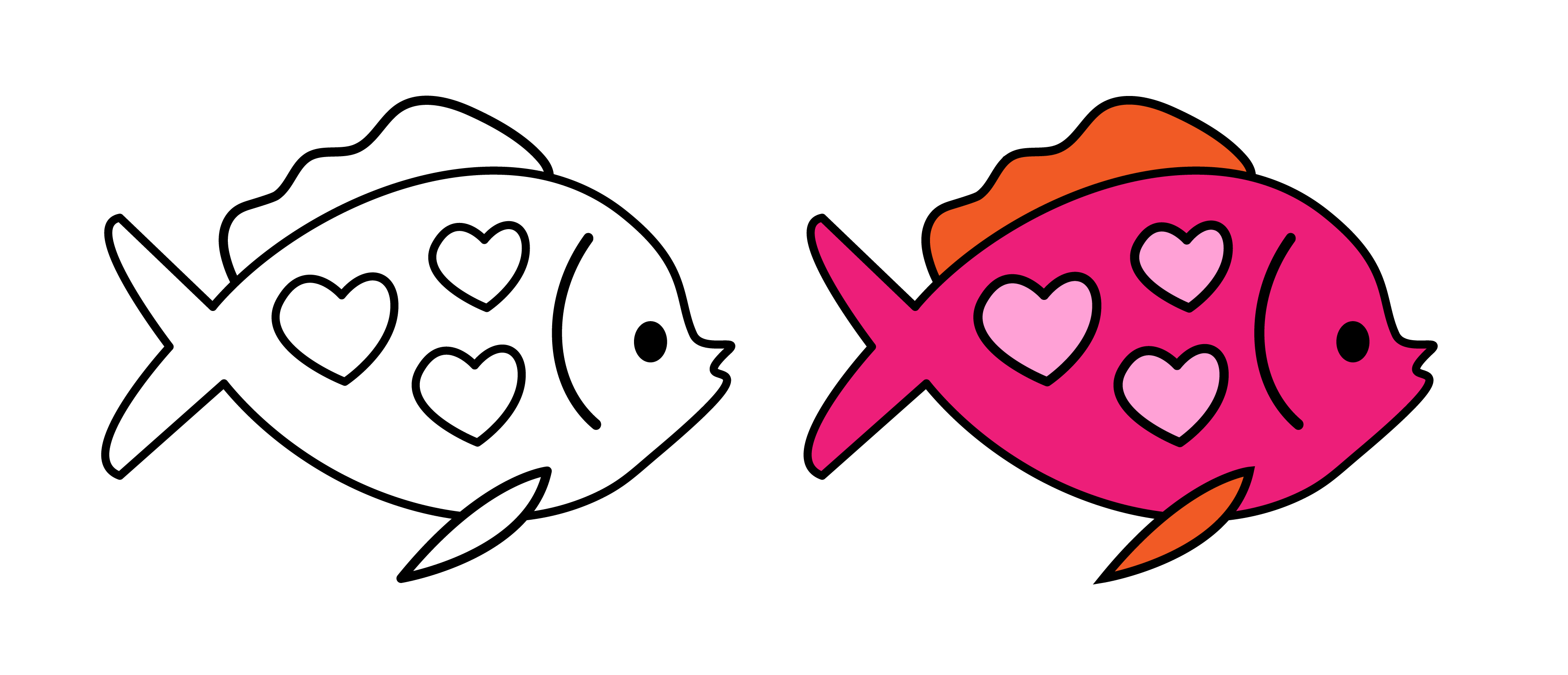 彩色的海底世界鱼简笔画图片大全,海底世界小鱼简笔画