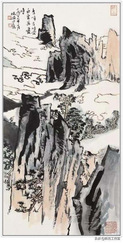 陆俨少山水画教学视频雁荡山写生,杨宝杰老师陆俨少大幅山水画鉴赏