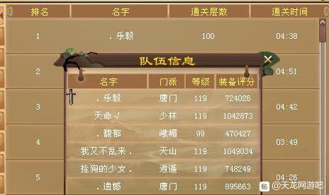 天龙八部观沧海100层要多少评分,天龙八部观沧海副本都给什么奖励