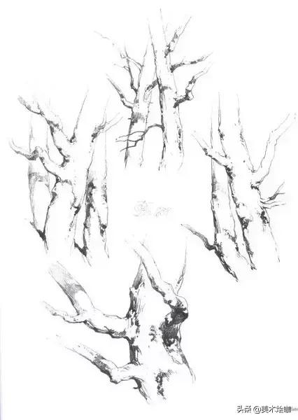 素描风景临摹高清大图简单范本,有山有水有倒影的素描风景图