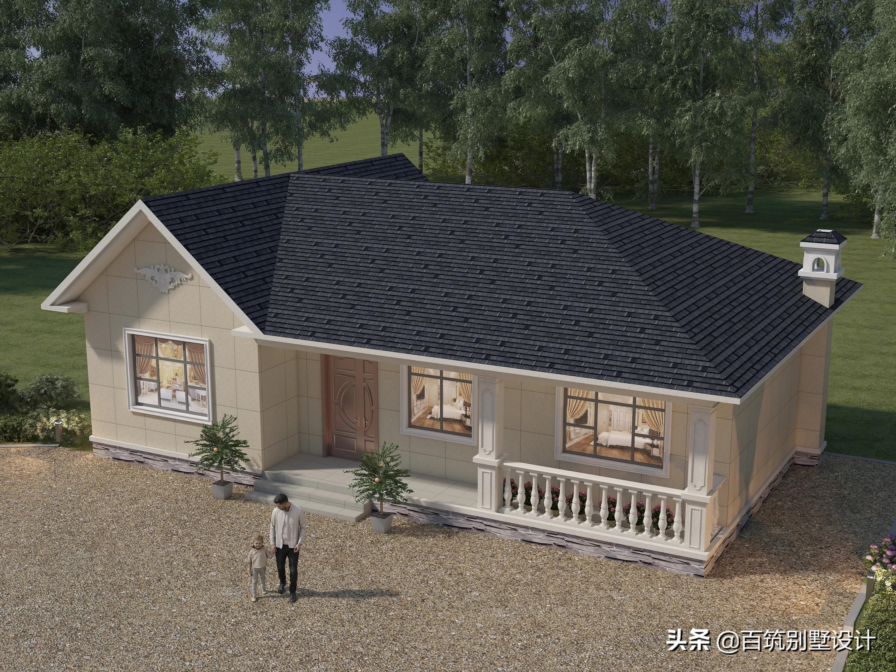 北方农村一层自建房带院子实景图,农村传统自建一层房屋效果图大全