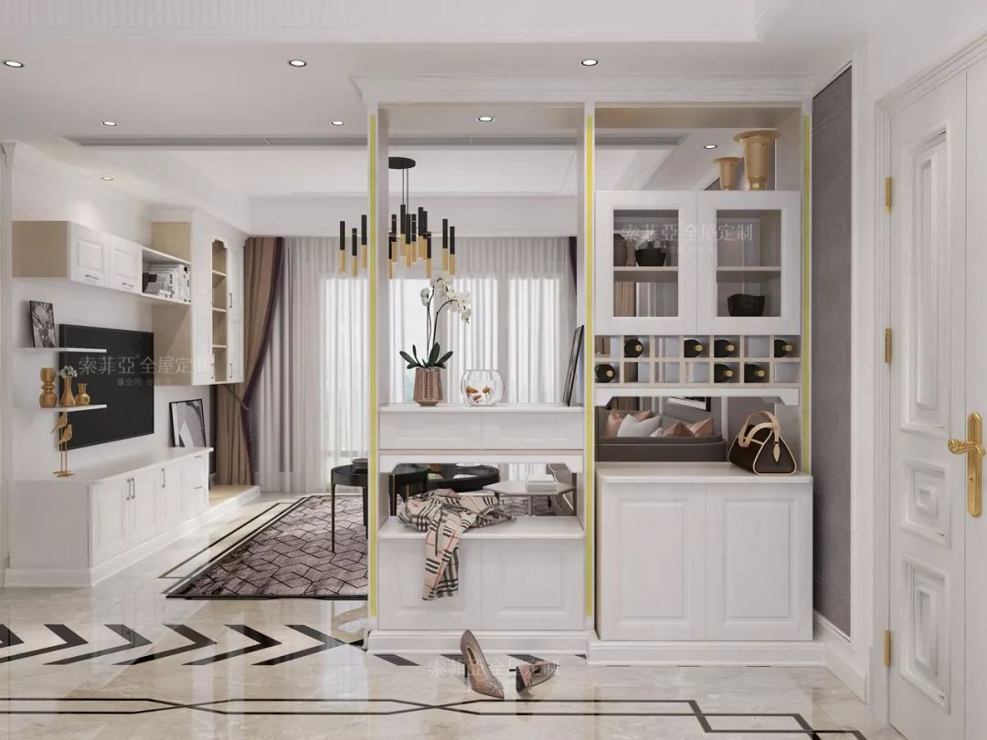 大门正对餐厅隔断效果图,客厅餐厅电视墙隔断效果图大全