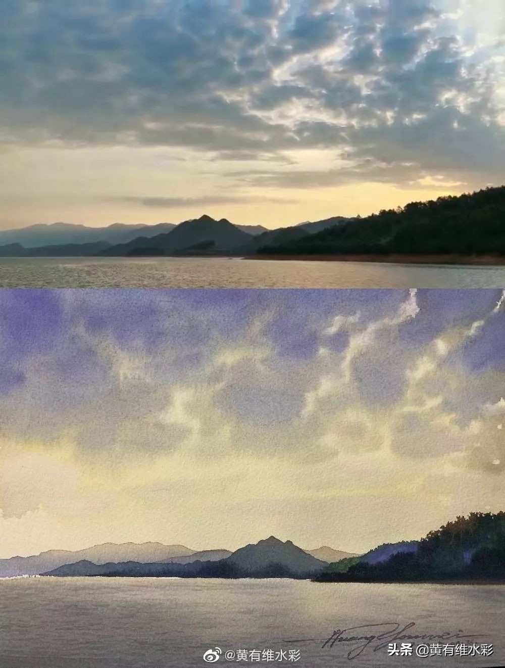 水彩画初学者超级简单的风景画,风景水彩画简单又好看教程