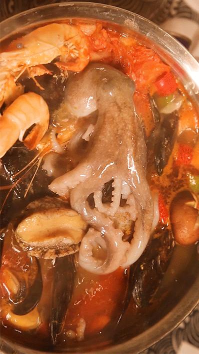 章鱼火锅日式,会动的章鱼海鲜火锅