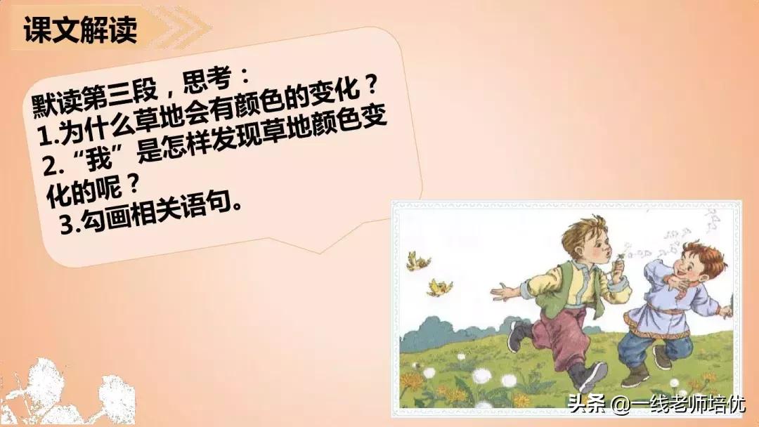 三年级语文金色的草地展现了什么,语文三年级上金色的草地课文讲解