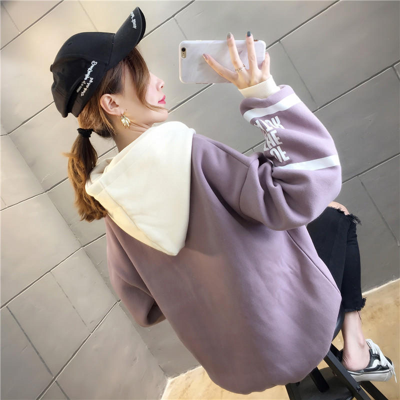 「女装」最新款式宽松加绒连帽卫衣/089654