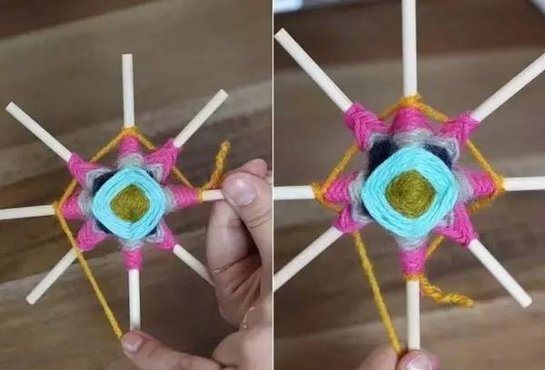 粗毛线绕花朵教程,毛线筷子绕花朵教程