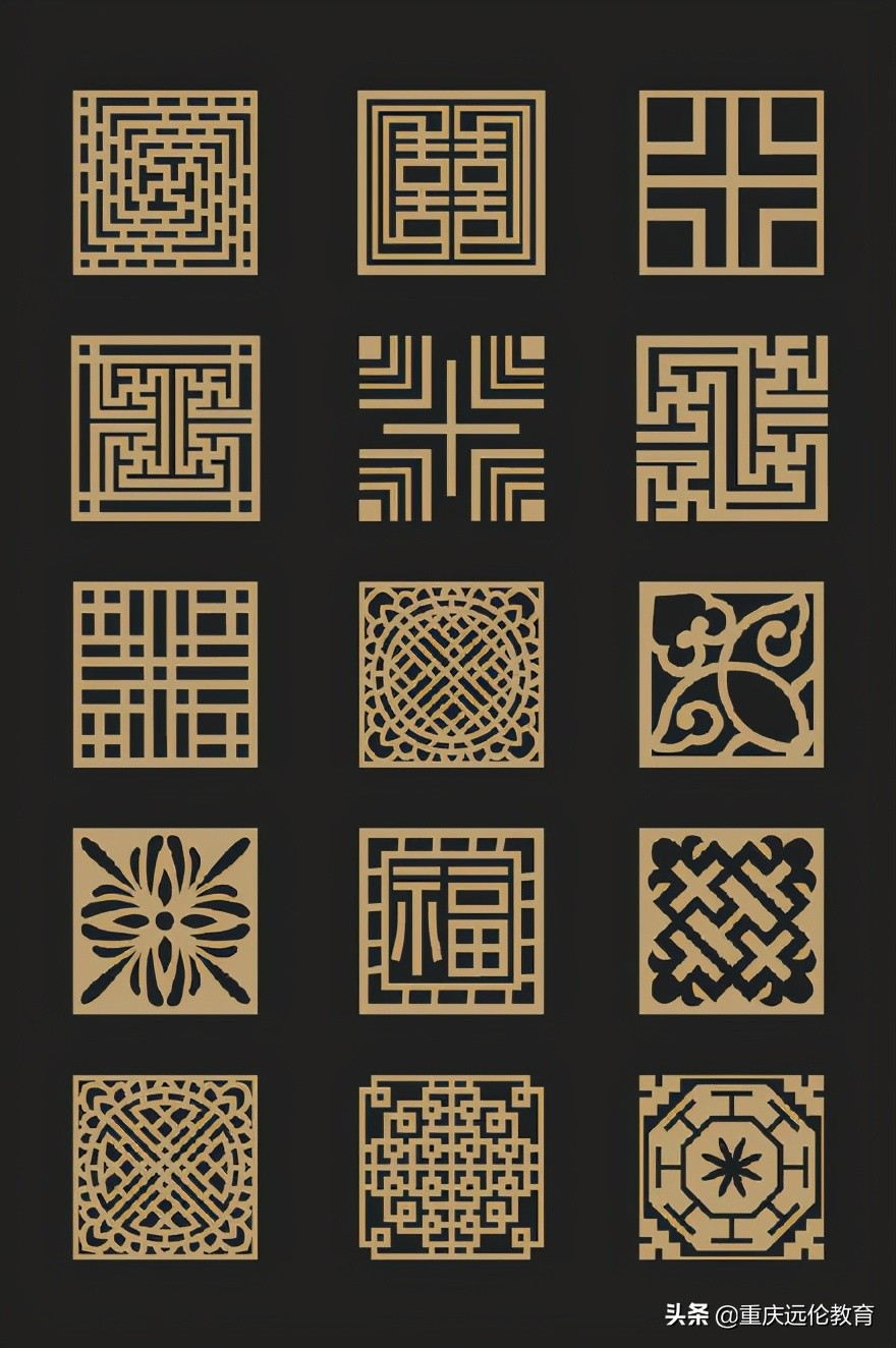 中国风吉祥花边白描图,中国风纹样绘画100例