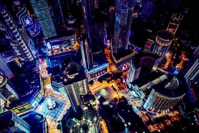 重庆曼哈顿风景,从白天到晚上夜景视频