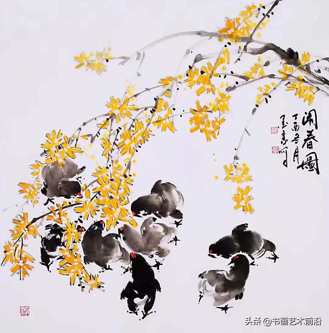 小鸡写意画作品欣赏,墨豪画鸡创意作品