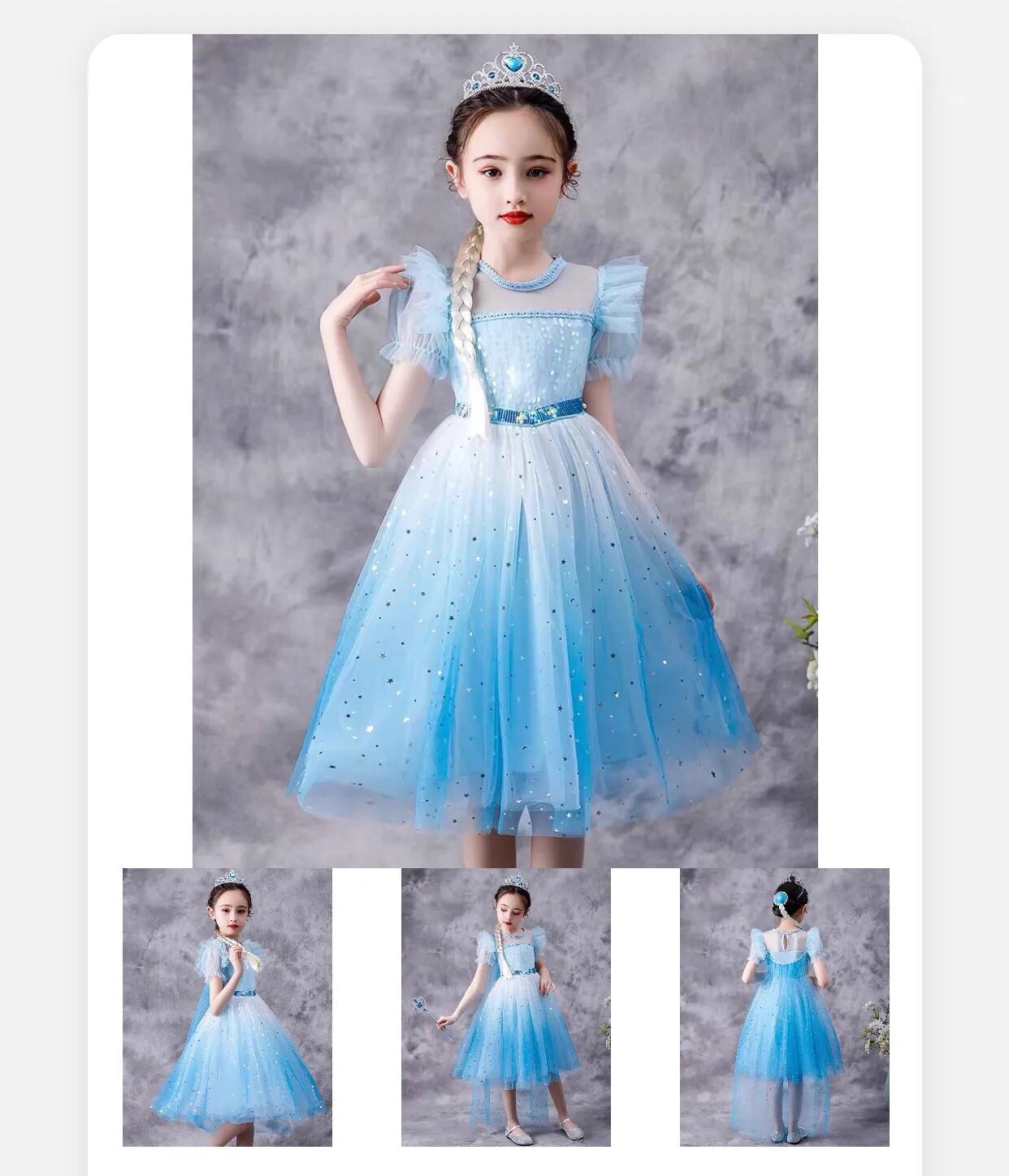 夏款艾莎公主裙,重磅推荐艾莎公主裙