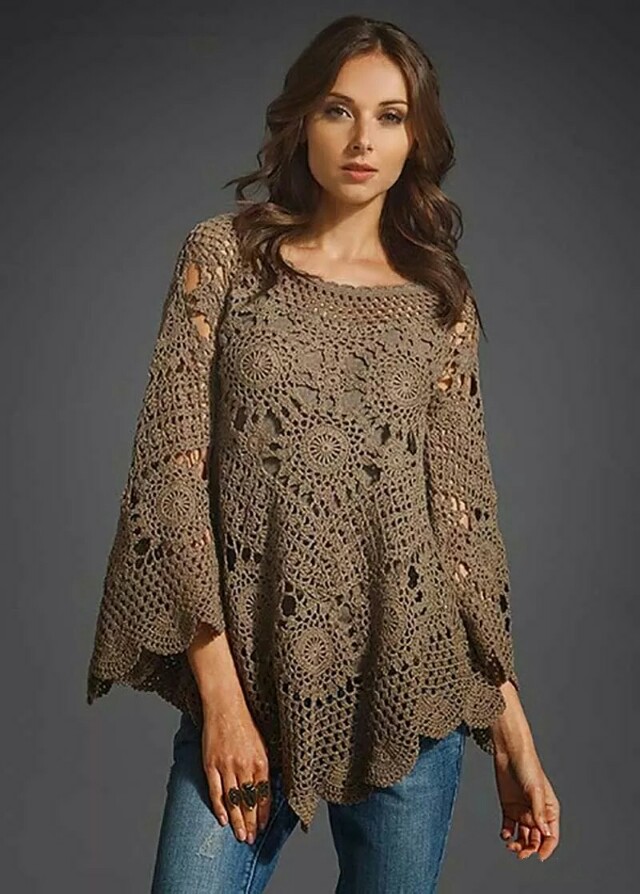 春秋美衣钩针蝙蝠衫,最好看的钩针衫