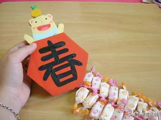 元旦手工彩纸鞭炮,元旦节手工鞭炮