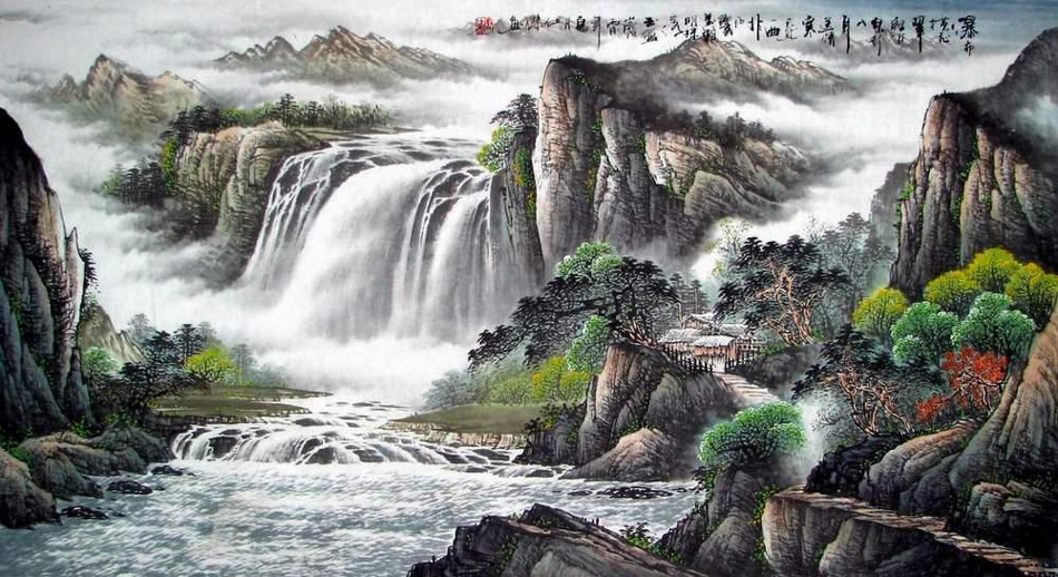 山水画头像风水讲究,客厅挂山水画风水有讲究
