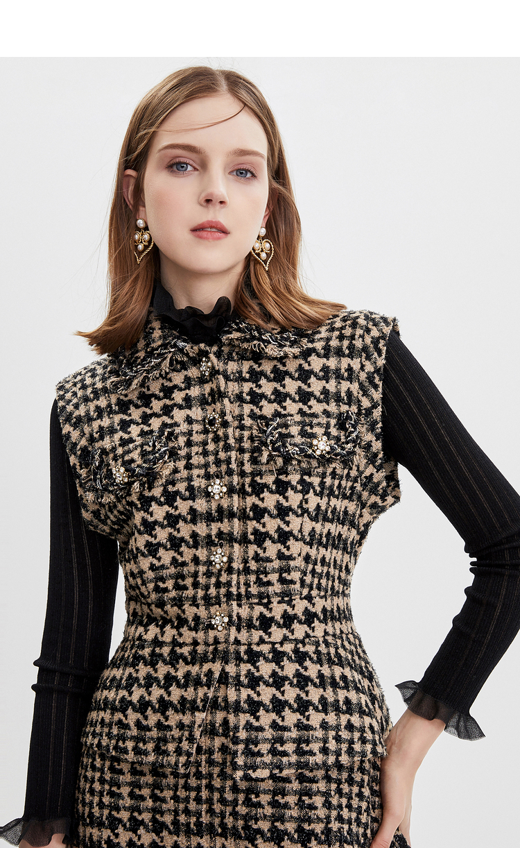 小香风羽绒外套女款中长款莱茵,女款小香风外套冬修身莱茵