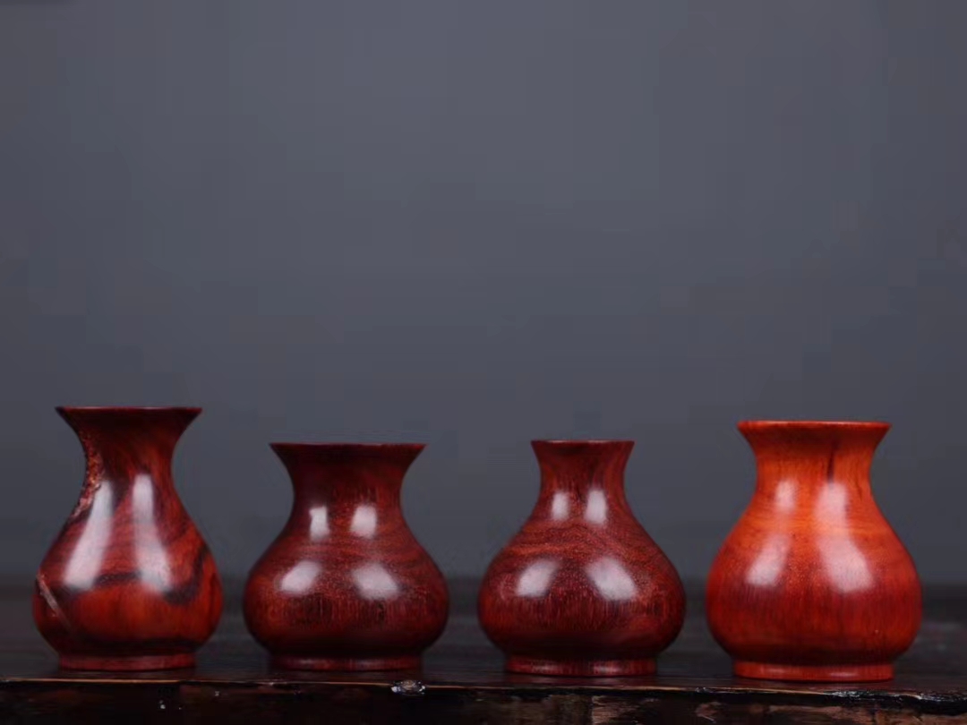 红木扁花瓶,小叶紫檀制作小花瓶