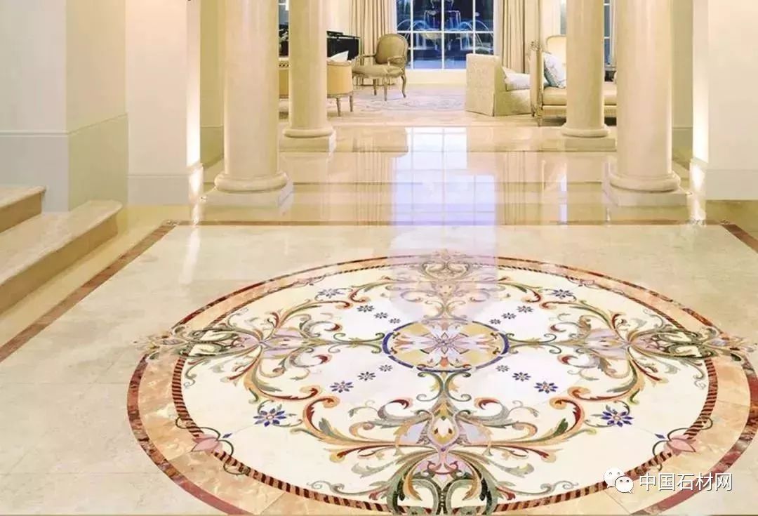 石材水刀加工方法,地面玄关石材水刀拼花效果图