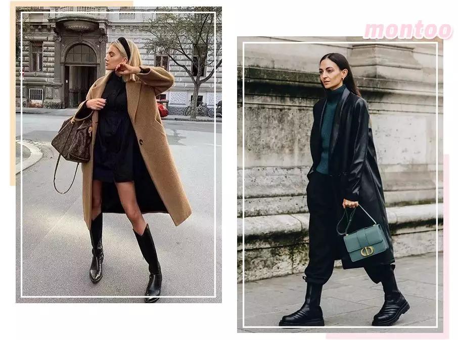 高腰靴子搭配正肩大衣,格子大衣和马丁靴怎么搭配才好看