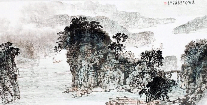 昌林水墨荷花国画,杨昌林山水画