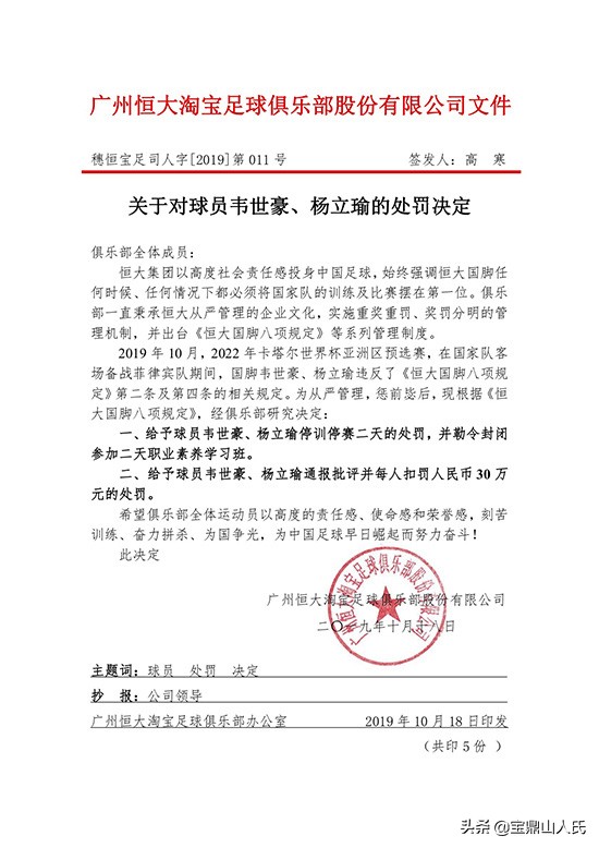 盘点那些年恒大处罚过的球员,广州恒大处罚最新消息