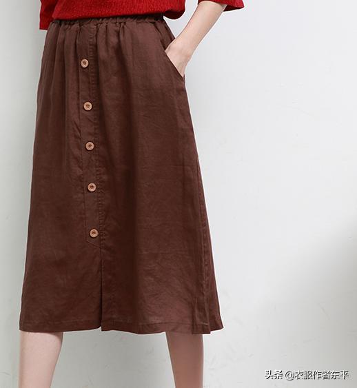 文艺范的松紧腰棉麻半裙，非常简单。小白也可以一试。附裁剪图