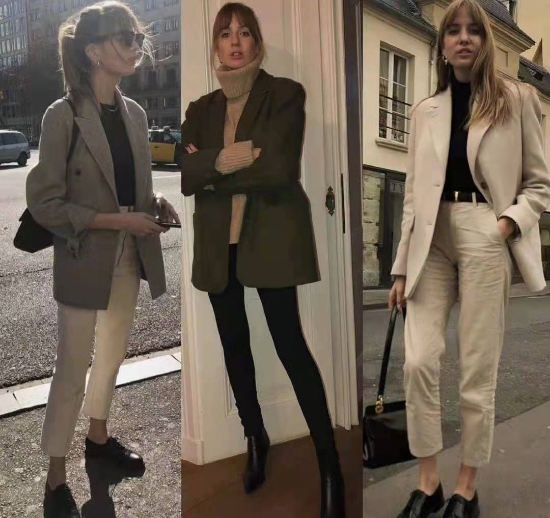 西装学着这样穿显得时髦又高级,过渡季西装这样搭不怕温差且时髦