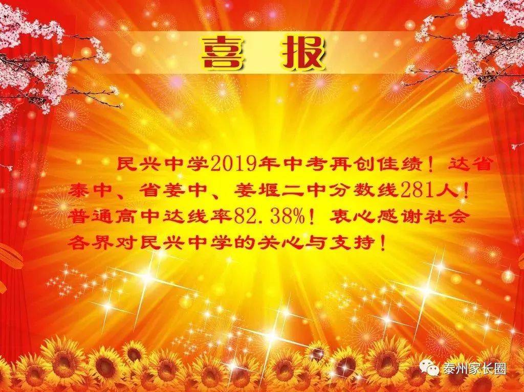 2019泰州市各高中喜报,泰州2021年各个学校喜报