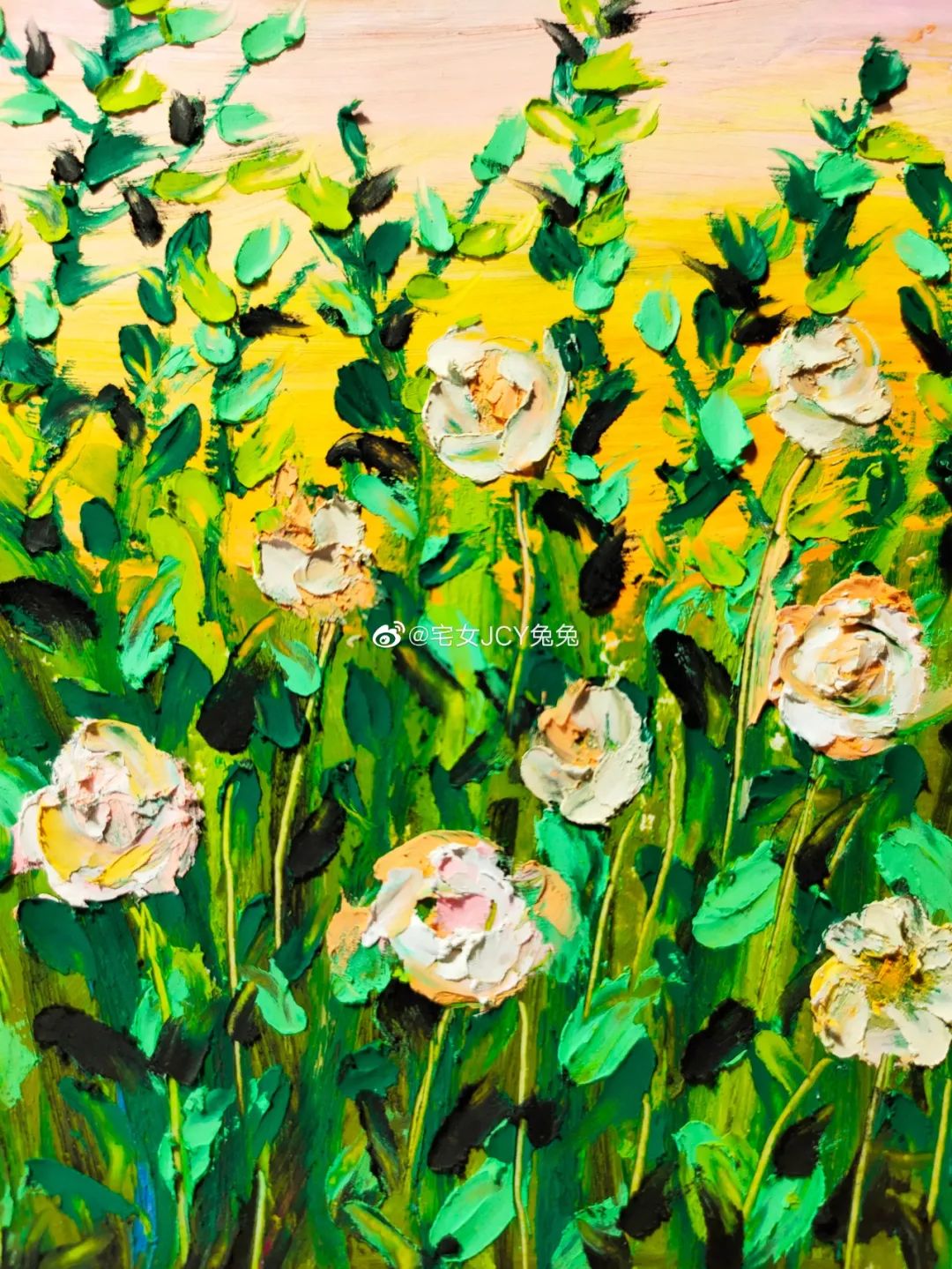 简单又好看的重彩油画棒作品,美到极致的风格绘画