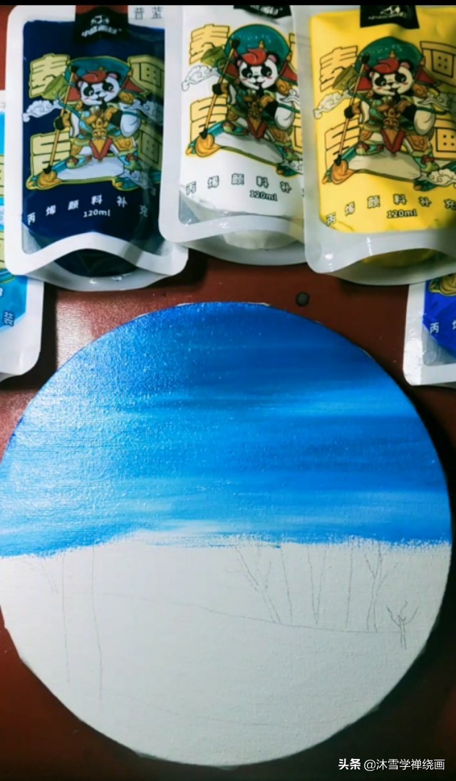 超简单日出的丙烯画教程,简单初学丙烯画夕阳倒影