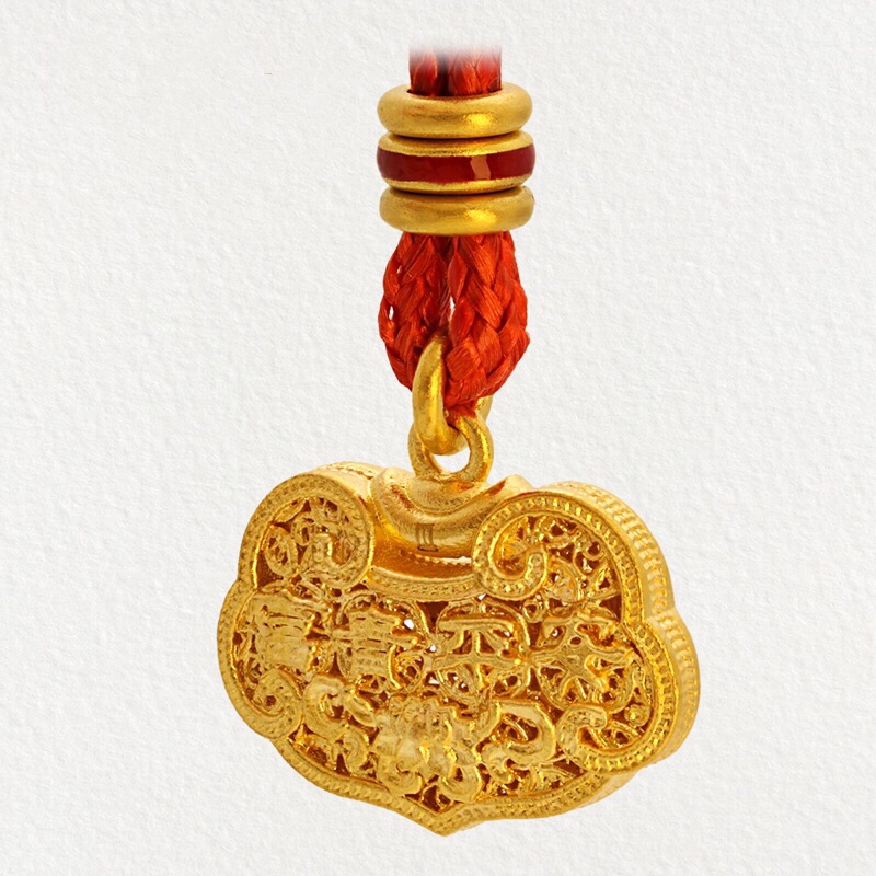 999足银手工花丝平安扣男女可戴,古法花丝编织黄金平安扣吊坠