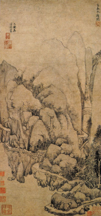 用铅笔画五元山水画,五元山水画