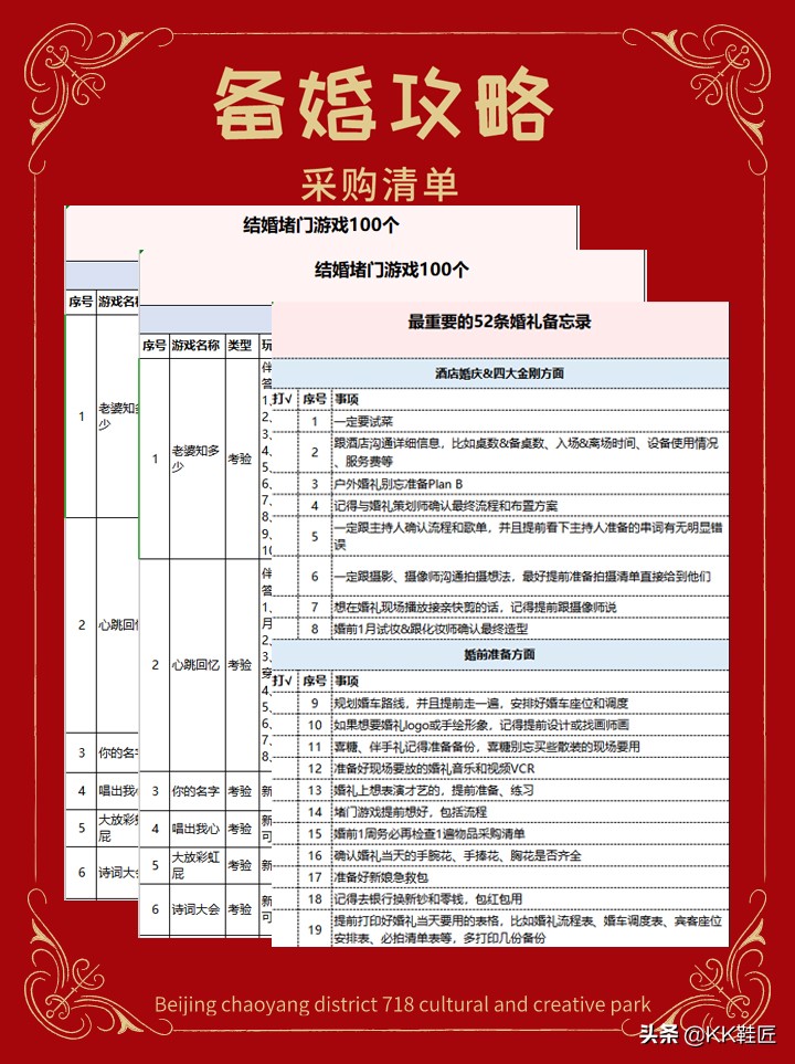 婚礼采购清单明细表,婚礼筹备及采购清单