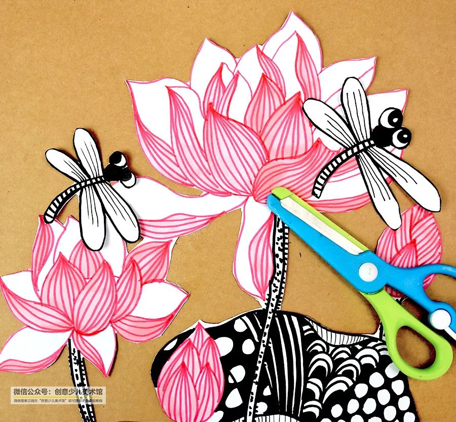 画夏天的荷叶和荷花,儿童画夏天的风景画荷花