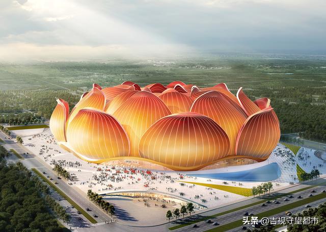 恒大莲花球场最新造型,广州恒大足球场荷花造型