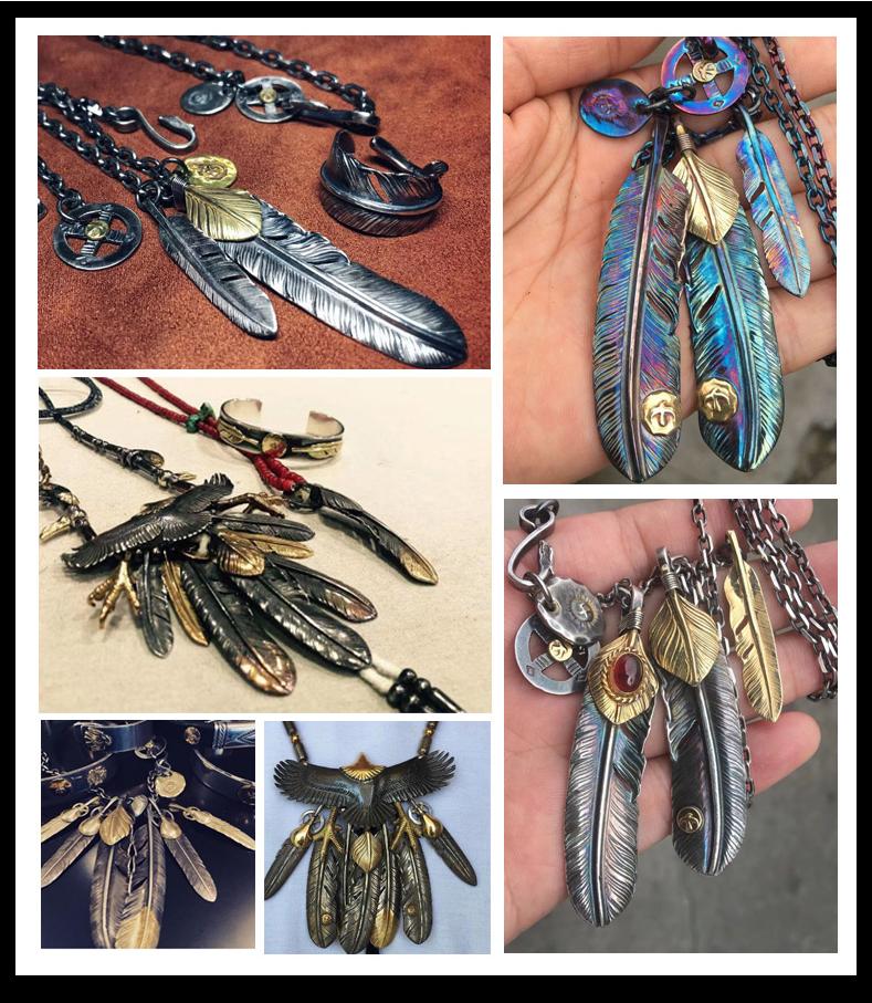 手工纯银项链999纯银正品网红爆款,羽毛纯银项链