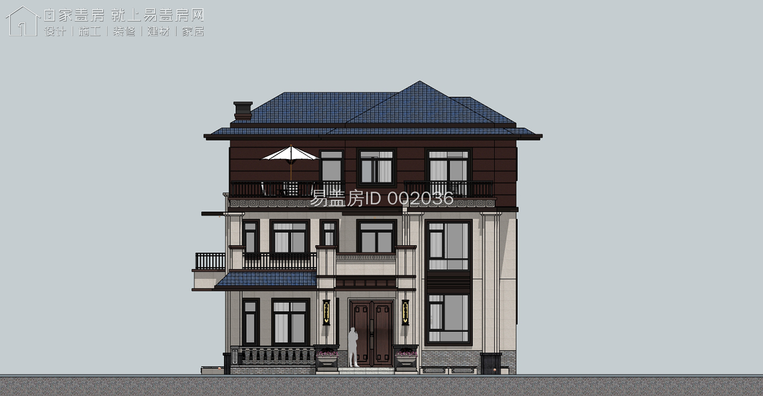 面宽10米关中新中式别墅,进深10米开间17米新中式别墅