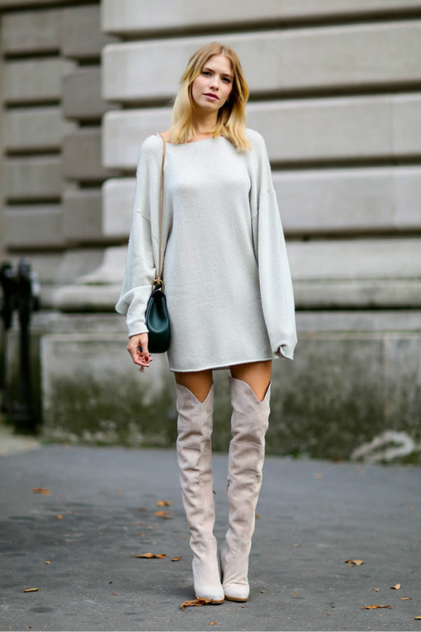 过膝靴冬天怎么搭配,过膝靴搭配什么颜色袜子