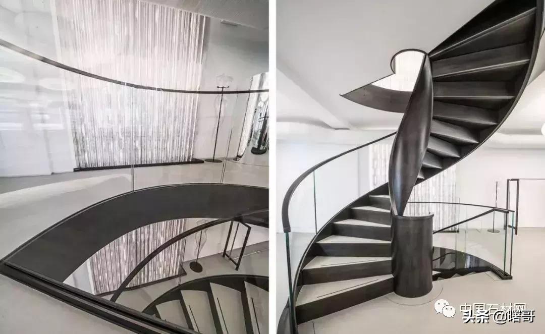 门店大理石楼梯效果图,轻奢大理石楼梯